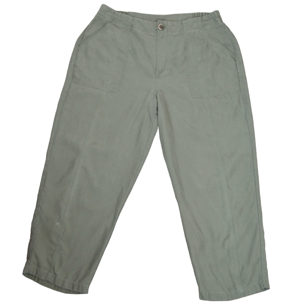 Christopher & Banks Lyocell Capri Pants, Drab‎ Green Color - Size 10